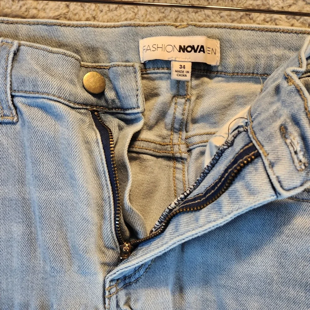 Fashion‎ Nova Jeans Mens 34 (Fits 32x31) Blue Denim Stretch 5-Pocket Straight